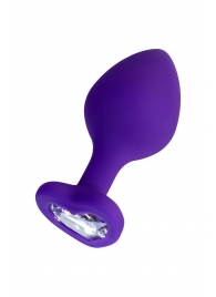 Фиолетовая анальная втулка Diamond Heart с прозрачным кристаллом - 8 см. - ToyFa - купить с доставкой в Пензе