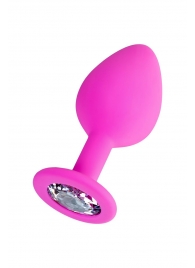 Розовая анальная втулка Brilliant с прозрачным кристаллом - 8 см. - ToyFa - купить с доставкой в Пензе