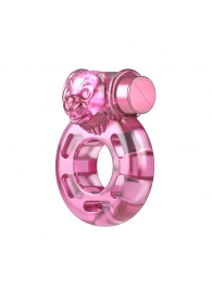 Розовое эрекционное кольцо с вибрацией Pink Bear - Baile - в Пензе купить с доставкой