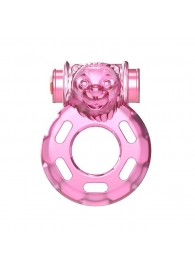 Розовое эрекционное кольцо с вибрацией Pink Bear - Baile - в Пензе купить с доставкой