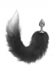 Серебристая анальная пробка с черным хвостом Galaxy - Lola Games - купить с доставкой в Пензе