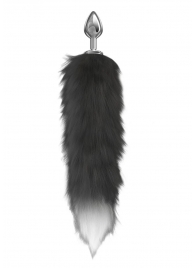 Серебристая анальная пробка с черным хвостом Starlit - Lola Games - купить с доставкой в Пензе