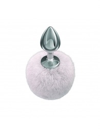 Серебристая анальная пробка с белым пушистым хвостиком Twinkle - Lola Games - купить с доставкой в Пензе