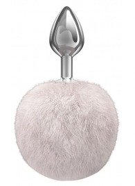 Серебристая анальная пробка с белым пушистым хвостиком Twinkle - Lola Games - купить с доставкой в Пензе