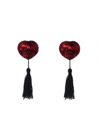 Красные пэстисы-сердечки Gipsy с черными кисточками - Lola Lingerie купить с доставкой