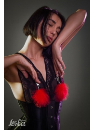 Зажимы на соски с красным пухом Euphoric - Lola Games - купить с доставкой в Пензе