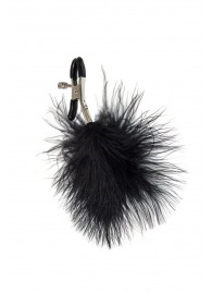 Зажимы на соски с черным пухом Euphoric - Lola Games - купить с доставкой в Пензе