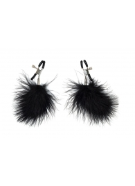 Зажимы на соски с черным пухом Euphoric - Lola Games - купить с доставкой в Пензе