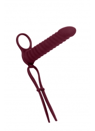 Бордовая вибронасадка для двойного проникновения Rori - 17 см. - Lola Games - купить с доставкой в Пензе