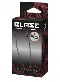 Черные зажимы на соски на цепочке BLAZE DELUXE NIPPLE CLAMPS - Dream Toys - купить с доставкой в Пензе