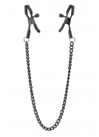 Черные зажимы на соски на цепочке BLAZE DELUXE NIPPLE CLAMPS - Dream Toys - купить с доставкой в Пензе