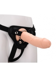 Черные трусики с телесной насадкой STRAP ON REAL DILDO - 21 см. - Dream Toys - купить с доставкой в Пензе