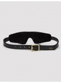 Черная плотная маска на глаза Bound to You Faux Leather Blindfold - Fifty Shades of Grey - купить с доставкой в Пензе