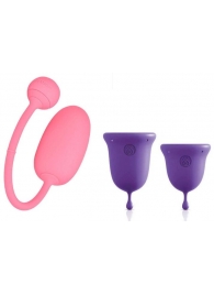 Подарочный набор: розовый тренажер Кегеля Magic Kegel Coach и фиолетовые менструальные чаши - Magic Motion