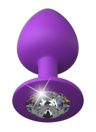 Фиолетовая анальная пробка со стразом Her Little Gem Large Plug - 9,5 см. - Pipedream - купить с доставкой в Пензе