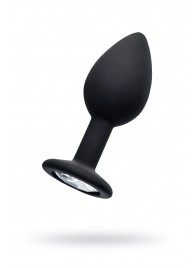 Черная анальная втулка с прозрачным стразом - 7,2 см. - POPO Pleasure - купить с доставкой в Пензе