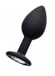 Черная анальная втулка с прозрачным стразом - 7,2 см. - POPO Pleasure - купить с доставкой в Пензе