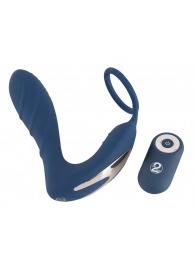 Синий вибростимулятор простаты с кольцом - 14,5 см. - Orion - в Пензе купить с доставкой