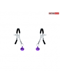 Оригинальные зажимы на соски с фиолетовыми шариками - Notabu - купить с доставкой в Пензе