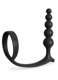 Черная анальная цепочка с эрекционным кольцом Ass-gasm Cockring Anal Beads - Pipedream - в Пензе купить с доставкой