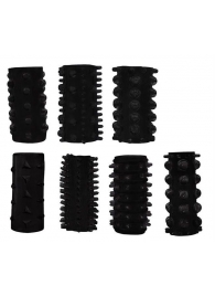 Набор из 7 черных насадок PENIS SLEEVES SET - Dream Toys - в Пензе купить с доставкой
