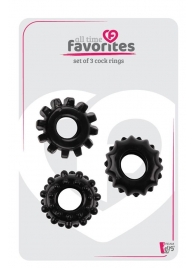 Набор из 3 черных эрекционных колец SET OF 3 COCKRINGS - Dream Toys - в Пензе купить с доставкой