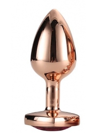 Золотистая анальная втулка с кристаллом-сердечком розового цвета - 7,1 см. - Dream Toys - купить с доставкой в Пензе