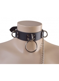 Черный кожаный ошейник Big Ring - Sitabella - купить с доставкой в Пензе