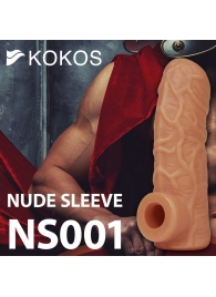 Телесная открытая насадка-реалистик с подхватом мошонки Nude Sleeve L - 14 см. - KOKOS - в Пензе купить с доставкой