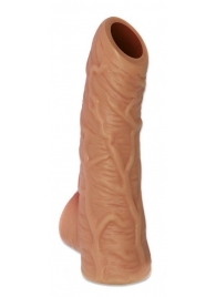 Телесная открытая насадка-реалистик с подхватом мошонки Nude Sleeve L - 14 см. - KOKOS - в Пензе купить с доставкой