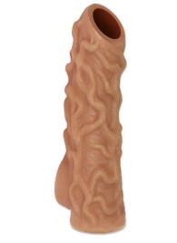 Телесная насадка с венками и открытой головкой Nude Sleeve M - 12 см. - KOKOS - в Пензе купить с доставкой