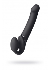 Черный безремневой вибрострапон Vibrating Bendable Strap-On L - Strap-on-me - купить с доставкой в Пензе