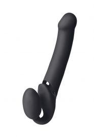 Черный безремневой вибрострапон Vibrating Bendable Strap-On L - Strap-on-me - купить с доставкой в Пензе