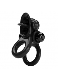 Черное эрекционное кольцо с подхватом мошонки и стимулятором клитора Passionate Ring - Baile - в Пензе купить с доставкой