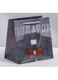 Ламинированный квадратный пакет «Мужской стиль» - 14 х 14 х 9 см. - Сима-Ленд - купить с доставкой в Пензе