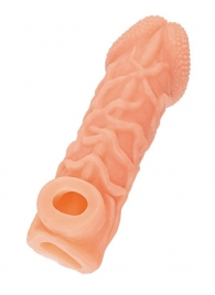 Телесная закрытая насадка с венками Cock Sleeve Size S - 13,8 см. - KOKOS - в Пензе купить с доставкой