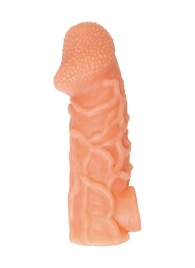 Телесная закрытая насадка с венками Cock Sleeve Size L - 17,6 см. - KOKOS - в Пензе купить с доставкой