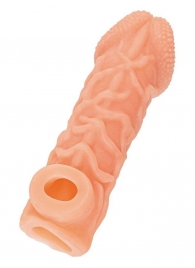 Телесная закрытая насадка с венками Cock Sleeve Size L - 17,6 см. - KOKOS - в Пензе купить с доставкой