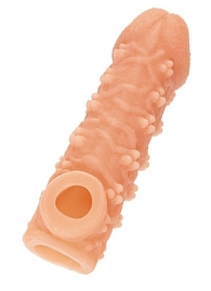 Телесная закрытая насадка с пучками шишечек Cock Sleeve Size M - 15,6 см. - KOKOS - в Пензе купить с доставкой