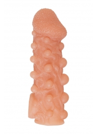 Телесная закрытая насадка с шариками Cock Sleeve Size M - 15,6 см. - KOKOS - в Пензе купить с доставкой