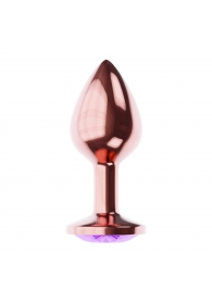 Пробка цвета розового золота с фиолетовым кристаллом Diamond Amethyst Shine L - 8,3 см. - Lola Games - купить с доставкой в Пензе