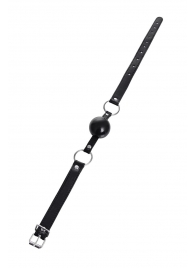 Черный кляп-шар на кожаных ремешках Anonymo - ToyFa - купить с доставкой в Пензе