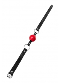 Красный кляп-шар на черных ремешках Anonymo - ToyFa - купить с доставкой в Пензе