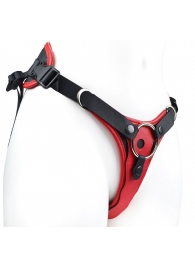 Красно-черный женский пояс с 2 способами крепления насадок - LOVETOY (А-Полимер) - купить с доставкой в Пензе