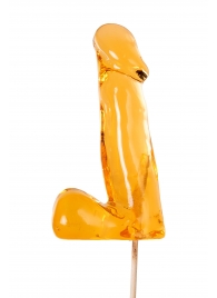 Оранжевый леденец в форме пениса со вкусом аморетто - Sosuчki - купить с доставкой в Пензе