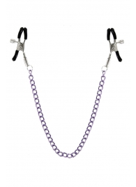 Зажимы для сосков с фиолетовой цепочкой Sweet Caress Nipple Chain - Sweet Caress - купить с доставкой в Пензе
