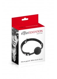 Черный силиконовый кляп-шарик на ремешках - Fetish Tentation - купить с доставкой в Пензе