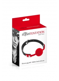 Красный кляп-шарик на черных ремешках - Fetish Tentation - купить с доставкой в Пензе