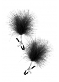 Зажимы на соски с черными пуховыми кисточками Sweet Caress Feather Nipple Clumps - Sweet Caress - купить с доставкой в Пензе