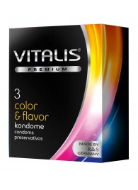 Цветные ароматизированные презервативы VITALIS PREMIUM color   flavor - 3 шт. - Vitalis - купить с доставкой в Пензе